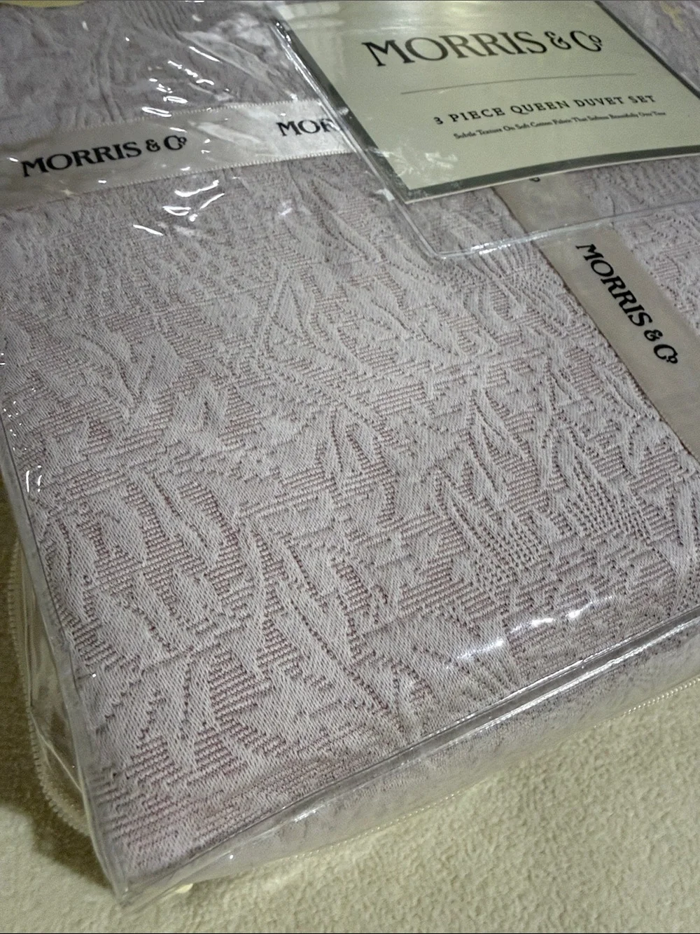 3pc WILLIAM MORRIS lavender Summer QUEEN Duvet Cover Set Cotton Percale new